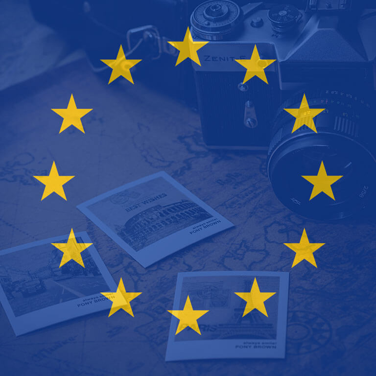 European Union Flag overlay on a camera